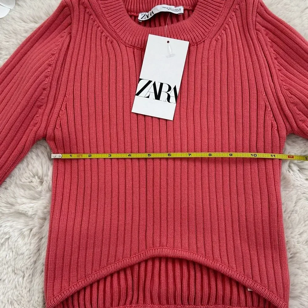 Zara Knit Sweater Cropped Top Pink Size M